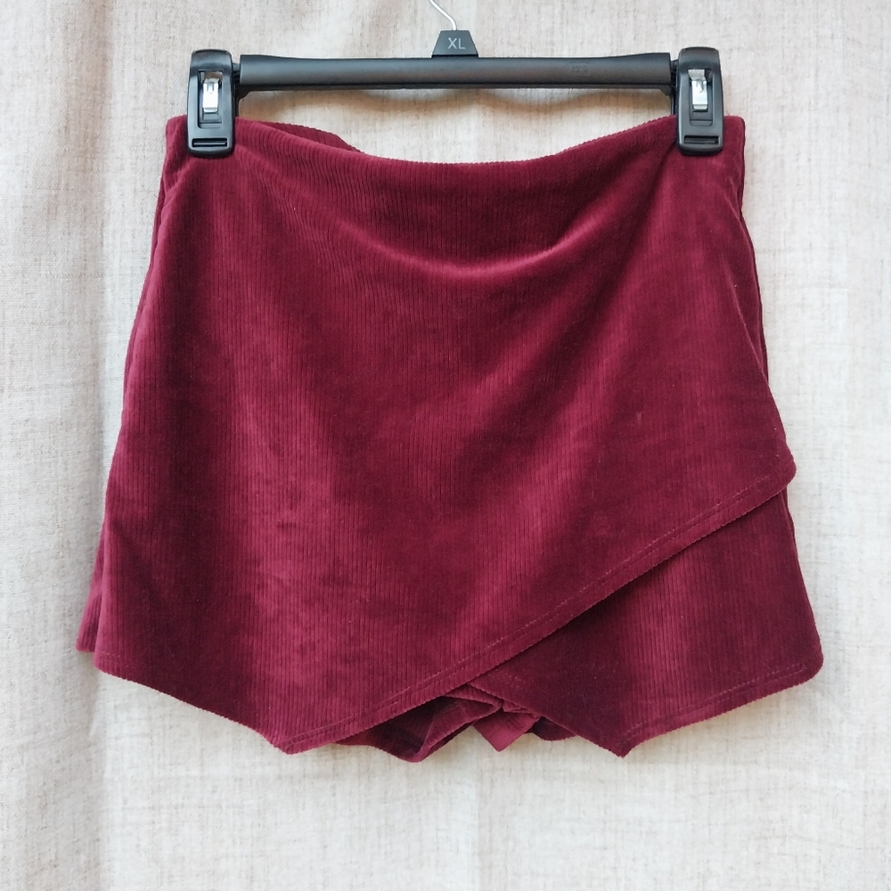 Burgundy Corduroy Skort By Bue Blush